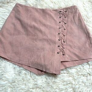 Showpo Blush Suede Lace-Up Skort - Size 8
